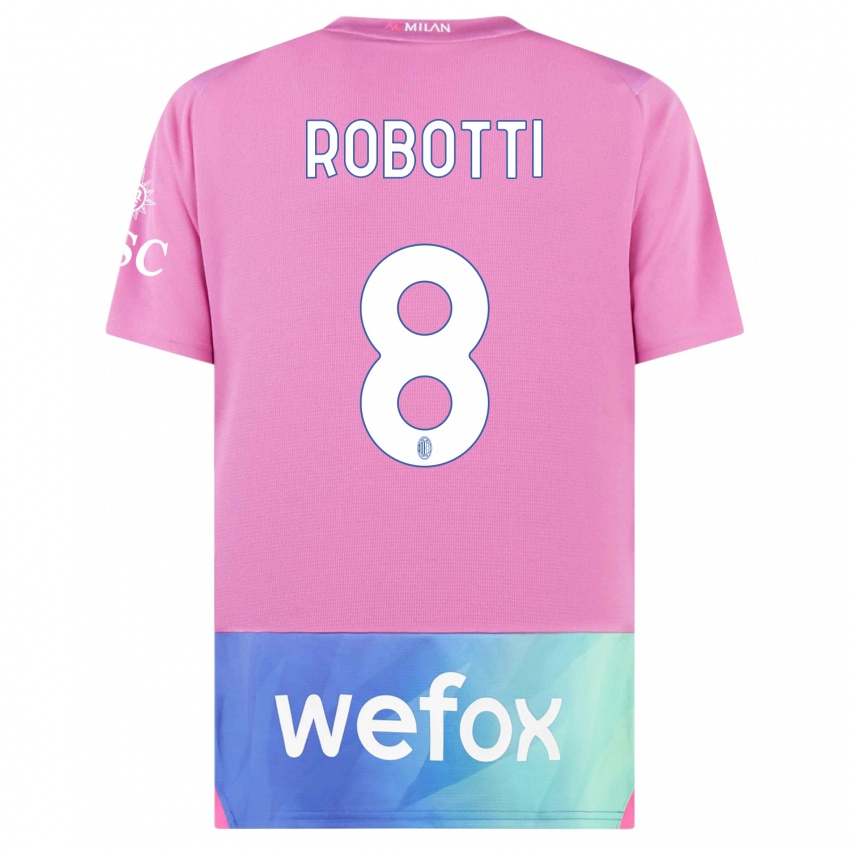 Dzieci Giovanni Robotti #8 Różowy Fiolet Trzeci Komplet Koszulka 2023/24 Koszulki Klubowe