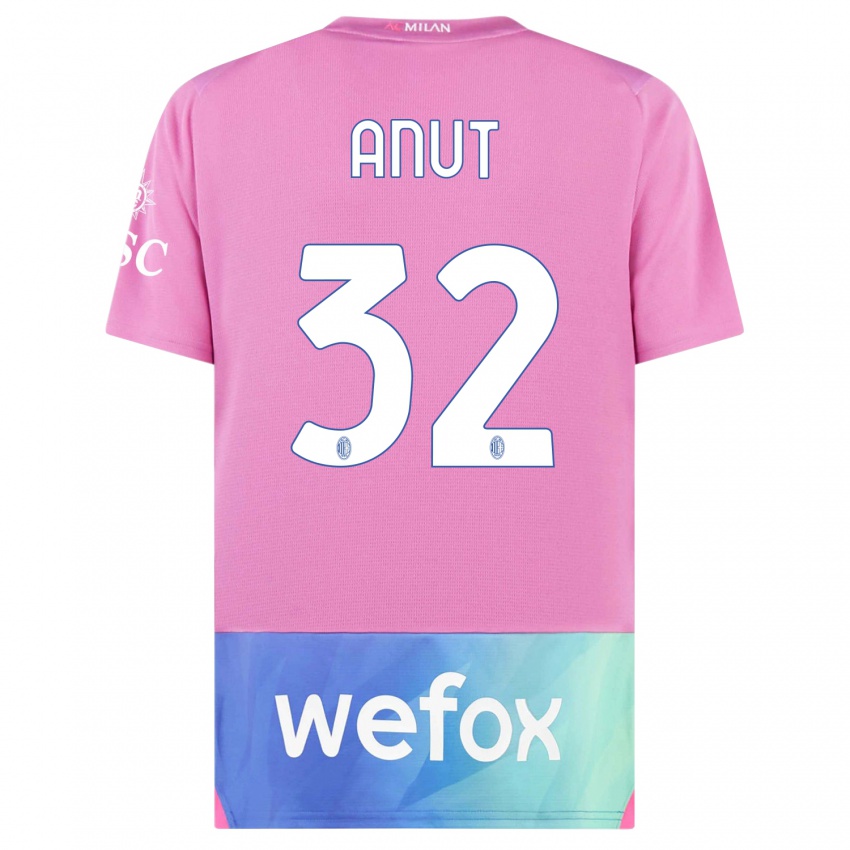 Dzieci Niccolo Anut #32 Różowy Fiolet Trzeci Komplet Koszulka 2023/24 Koszulki Klubowe
