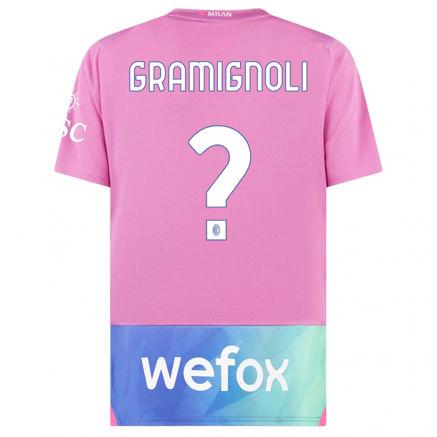 Dzieci Luca Gramignoli #0 Różowy Fiolet Trzeci Komplet Koszulka 2023/24 Koszulki Klubowe