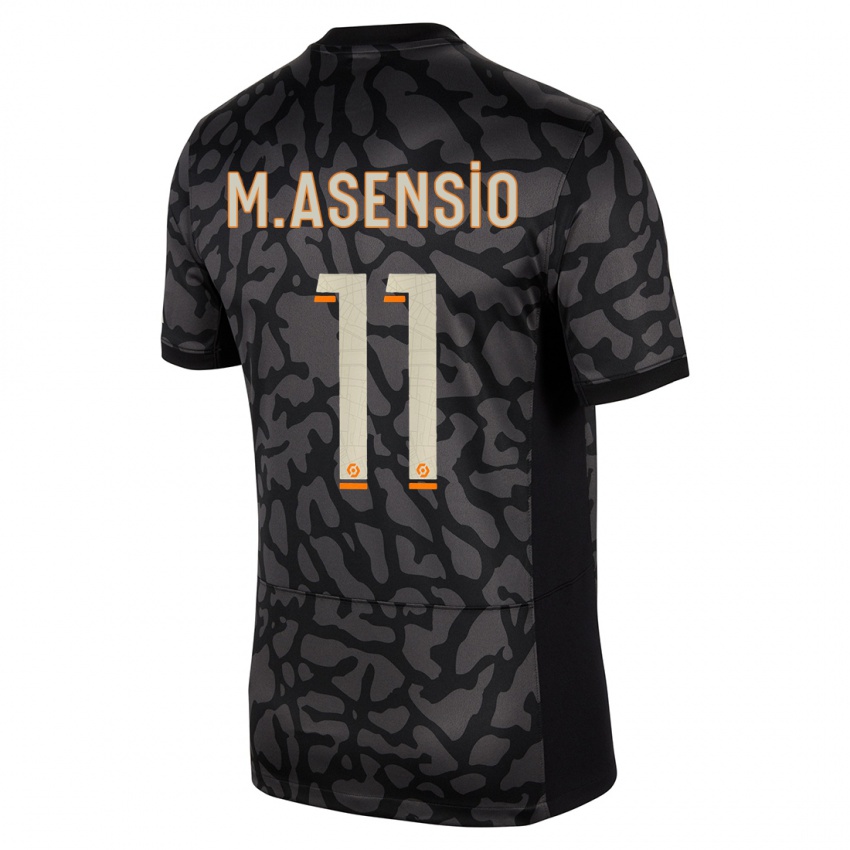 Dzieci Marco Asensio #11 Czarny Trzeci Komplet Koszulka 2023/24 Koszulki Klubowe
