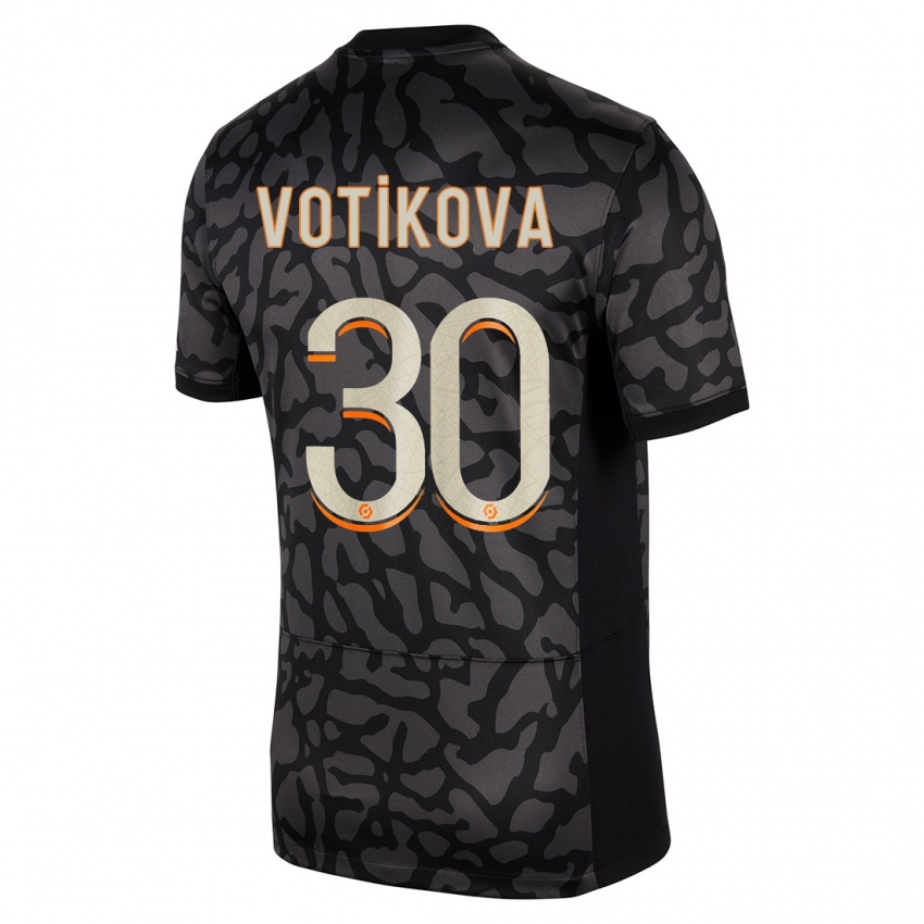 Dzieci Barbora Votikova #30 Czarny Trzeci Komplet Koszulka 2023/24 Koszulki Klubowe