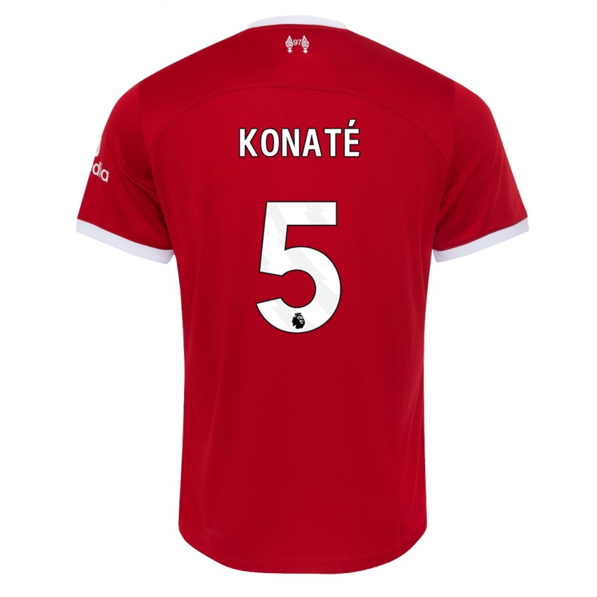 Męski Ibrahima Konate #5 Czerwony Domowa Koszulka 2023/24 Koszulki Klubowe