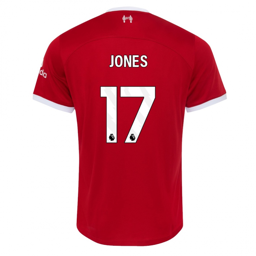 Męski Curtis Jones #17 Czerwony Domowa Koszulka 2023/24 Koszulki Klubowe