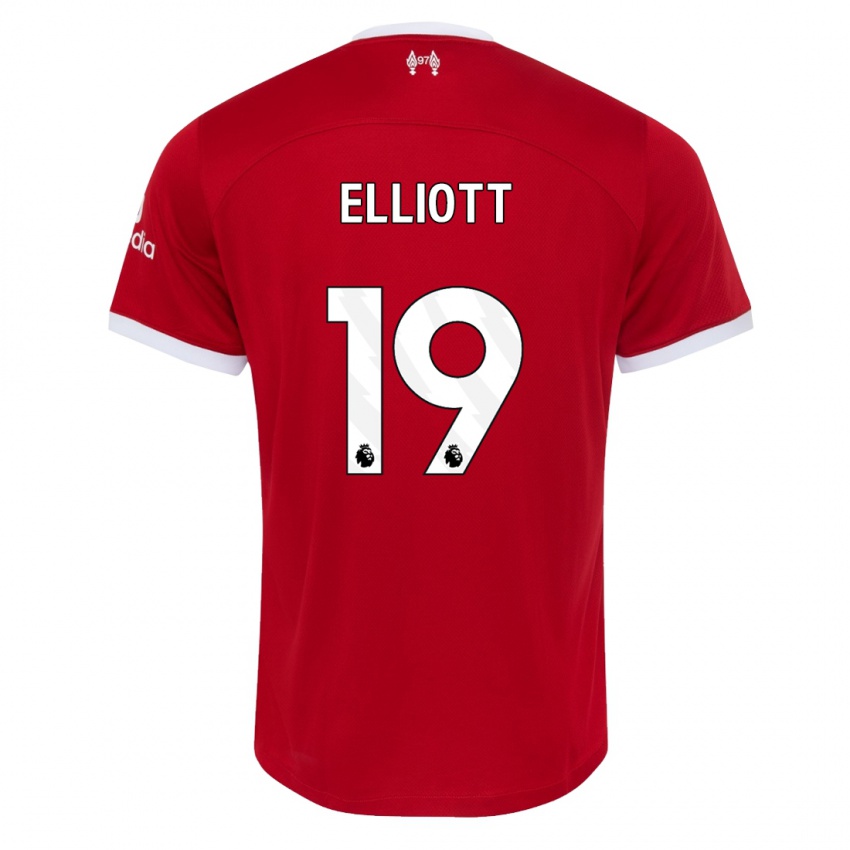 Męski Harvey Elliott #19 Czerwony Domowa Koszulka 2023/24 Koszulki Klubowe
