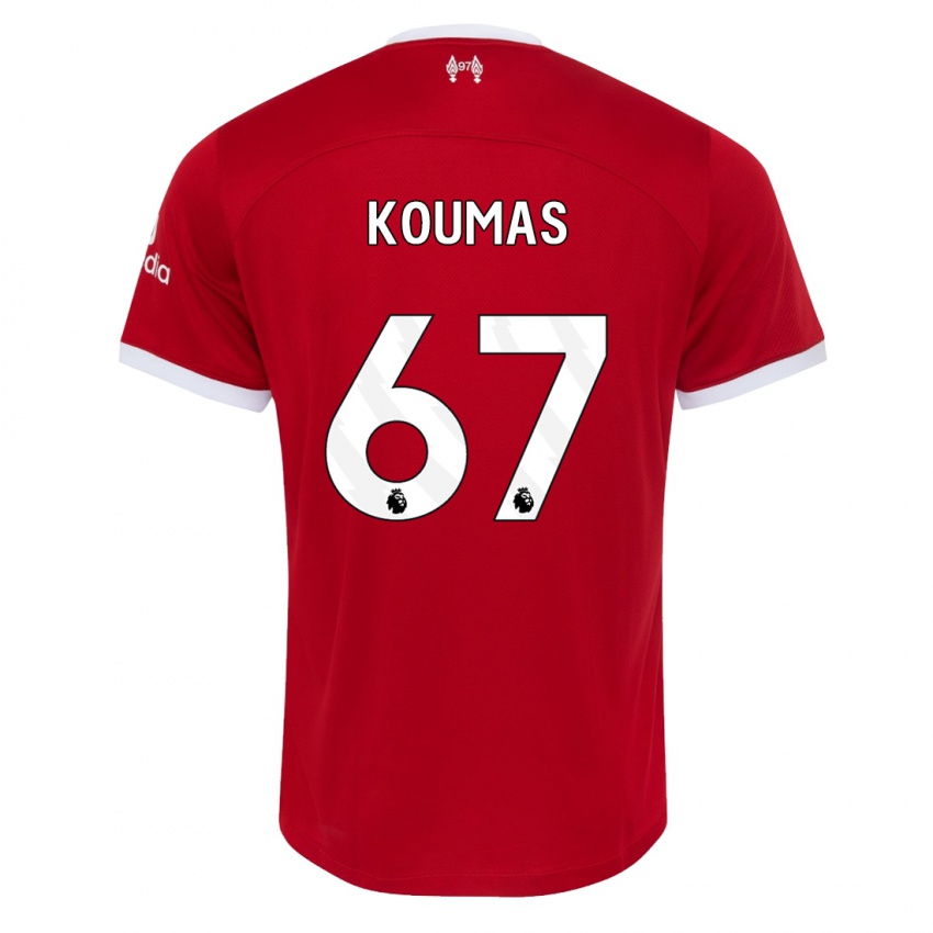 Męski Lewis Koumas #67 Czerwony Domowa Koszulka 2023/24 Koszulki Klubowe