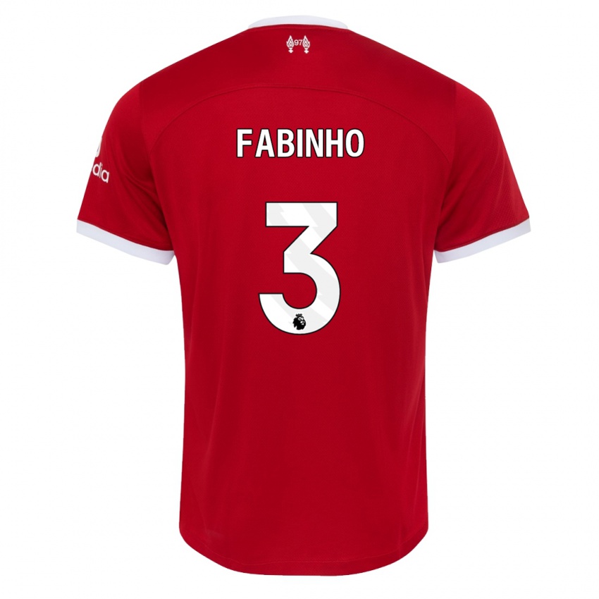 Męski Fabinho #3 Czerwony Domowa Koszulka 2023/24 Koszulki Klubowe