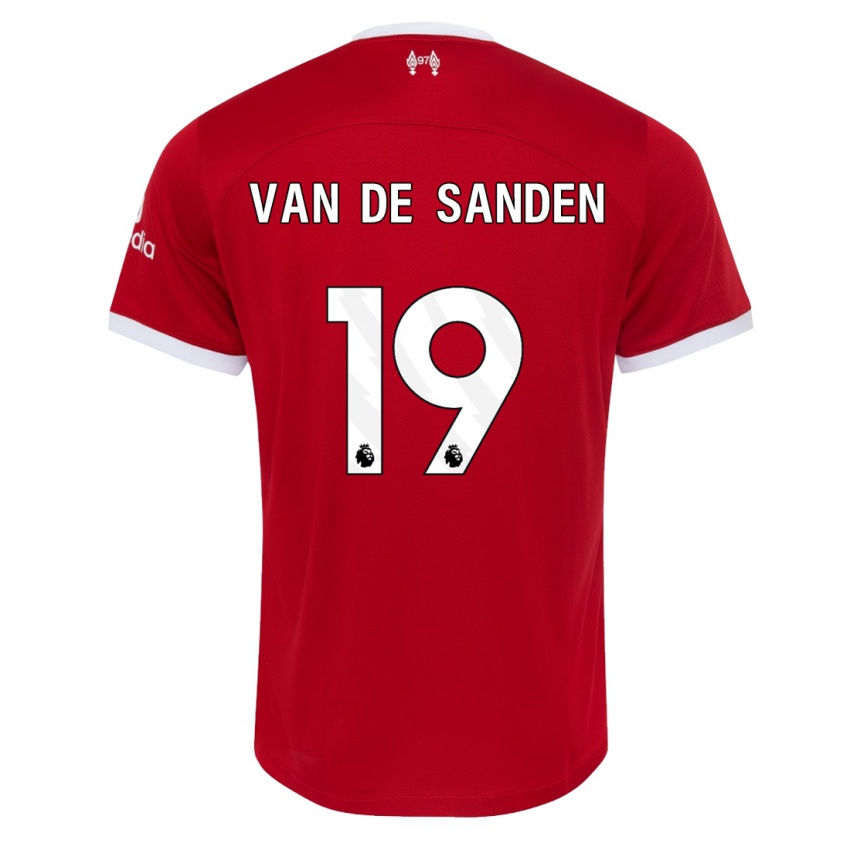 Męski Shanice Van De Sanden #19 Czerwony Domowa Koszulka 2023/24 Koszulki Klubowe