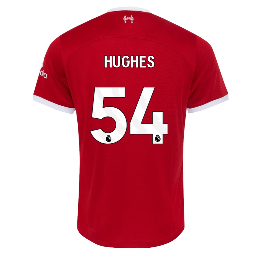 Męski Liam Hughes #54 Czerwony Domowa Koszulka 2023/24 Koszulki Klubowe