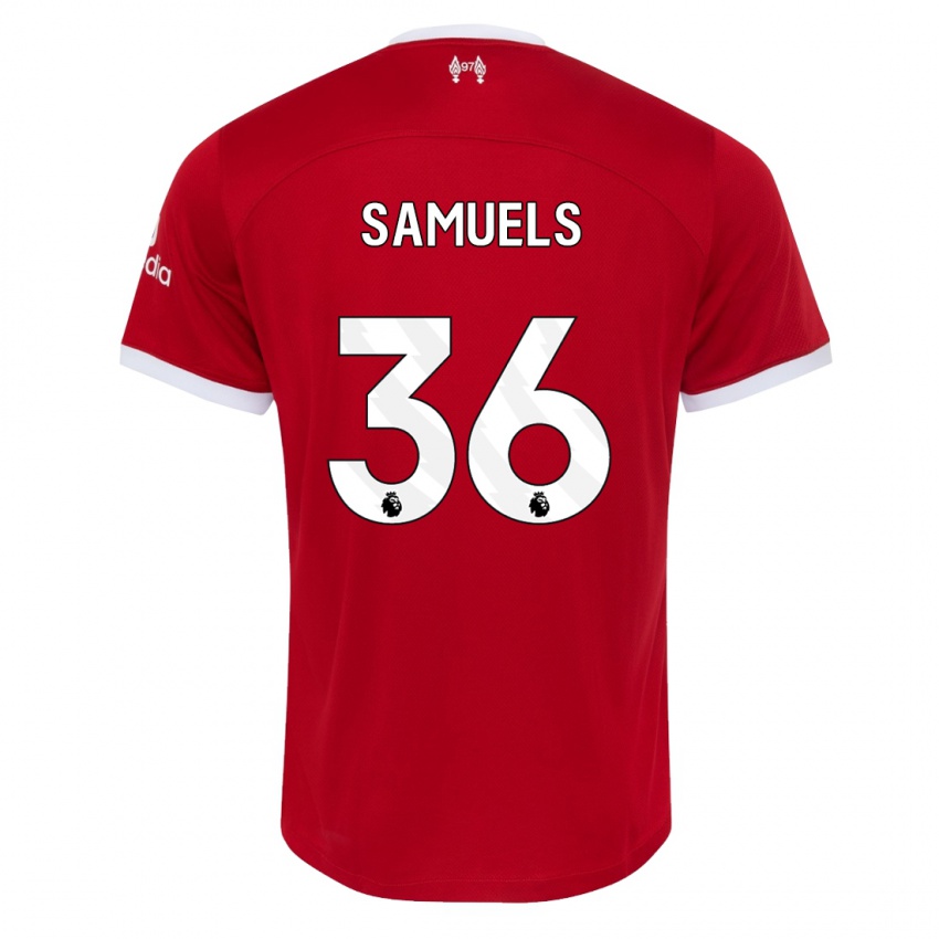 Męski Kerron Samuels #36 Czerwony Domowa Koszulka 2023/24 Koszulki Klubowe