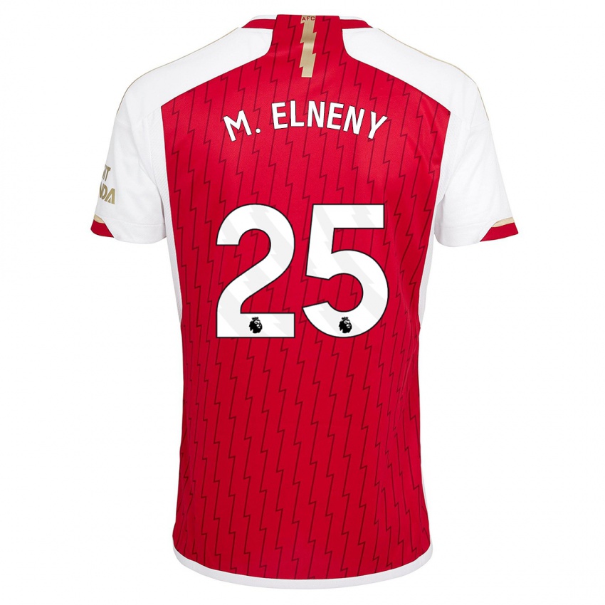 Męski Mohamed Elneny #25 Czerwony Domowa Koszulka 2023/24 Koszulki Klubowe
