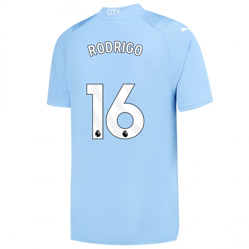 Męski Rodrigo Hernandez #16 Jasny Niebieski Domowa Koszulka 2023/24 Koszulki Klubowe