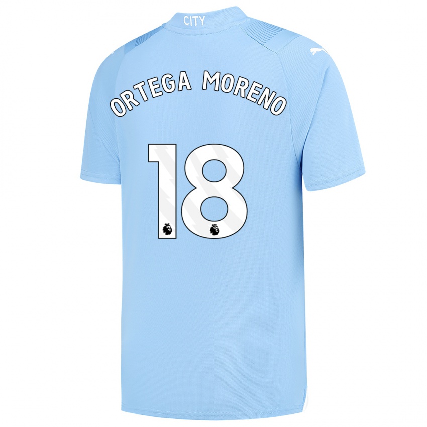 Męski Stefan Ortega Moreno #18 Jasny Niebieski Domowa Koszulka 2023/24 Koszulki Klubowe