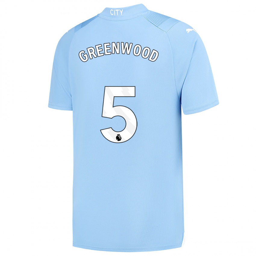 Męski Alex Greenwood #5 Jasny Niebieski Domowa Koszulka 2023/24 Koszulki Klubowe