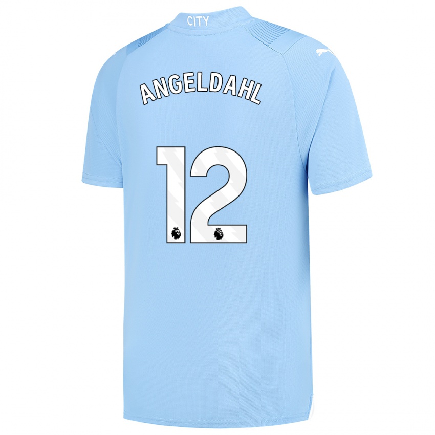 Męski Filippa Angeldahl #12 Jasny Niebieski Domowa Koszulka 2023/24 Koszulki Klubowe