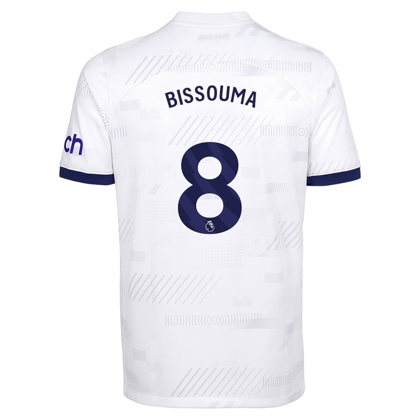 Męski Yves Bissouma #8 Biały Domowa Koszulka 2023/24 Koszulki Klubowe