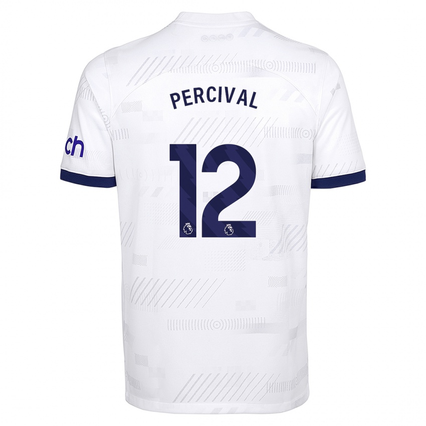Męski Ria Percival #12 Biały Domowa Koszulka 2023/24 Koszulki Klubowe