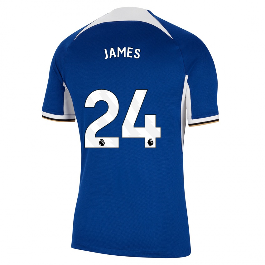 Męski Reece James #24 Niebieski Domowa Koszulka 2023/24 Koszulki Klubowe