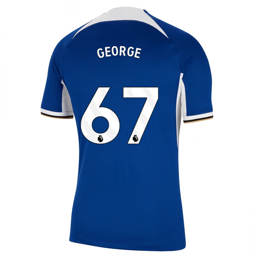 Męski Tyrique George #67 Niebieski Domowa Koszulka 2023/24 Koszulki Klubowe