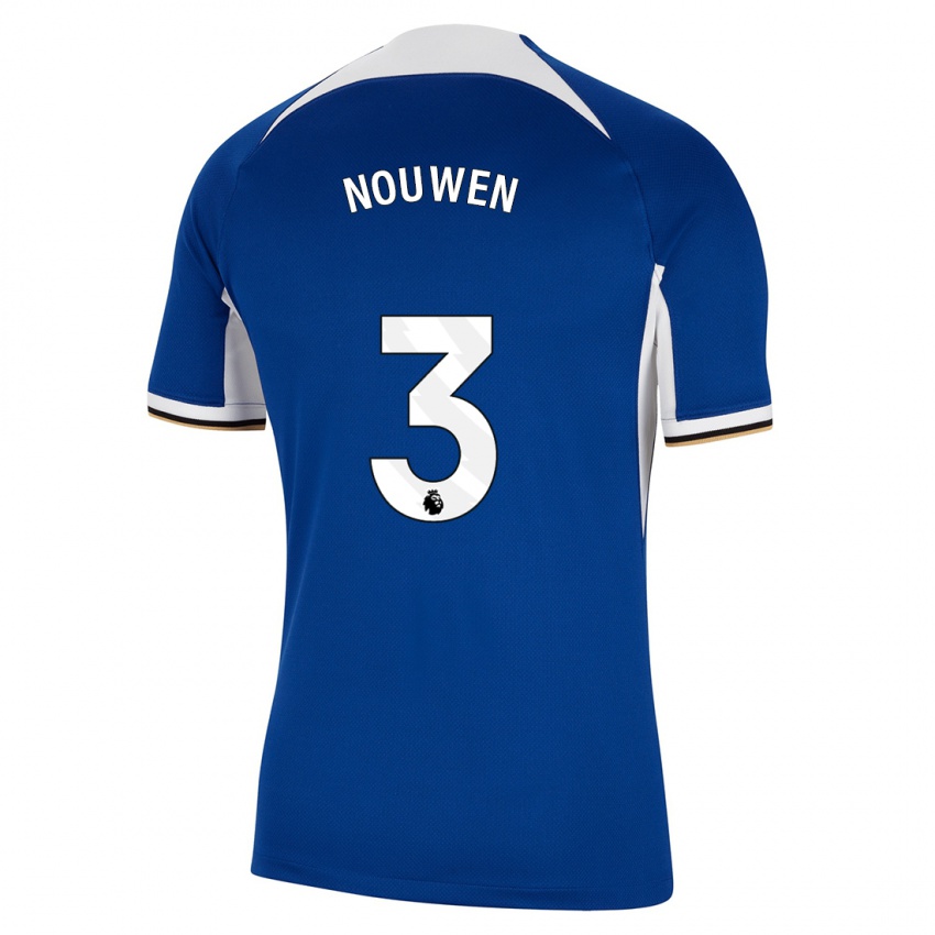 Męski Aniek Nouwen #3 Niebieski Domowa Koszulka 2023/24 Koszulki Klubowe