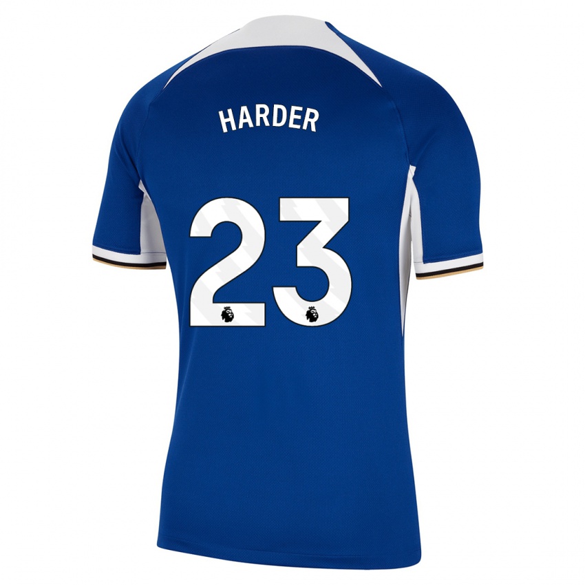 Męski Pernille Harder #23 Niebieski Domowa Koszulka 2023/24 Koszulki Klubowe