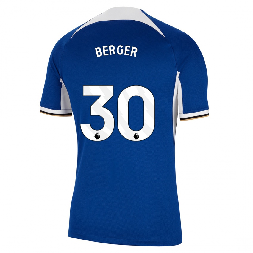 Męski Ann-Katrin Berger #30 Niebieski Domowa Koszulka 2023/24 Koszulki Klubowe