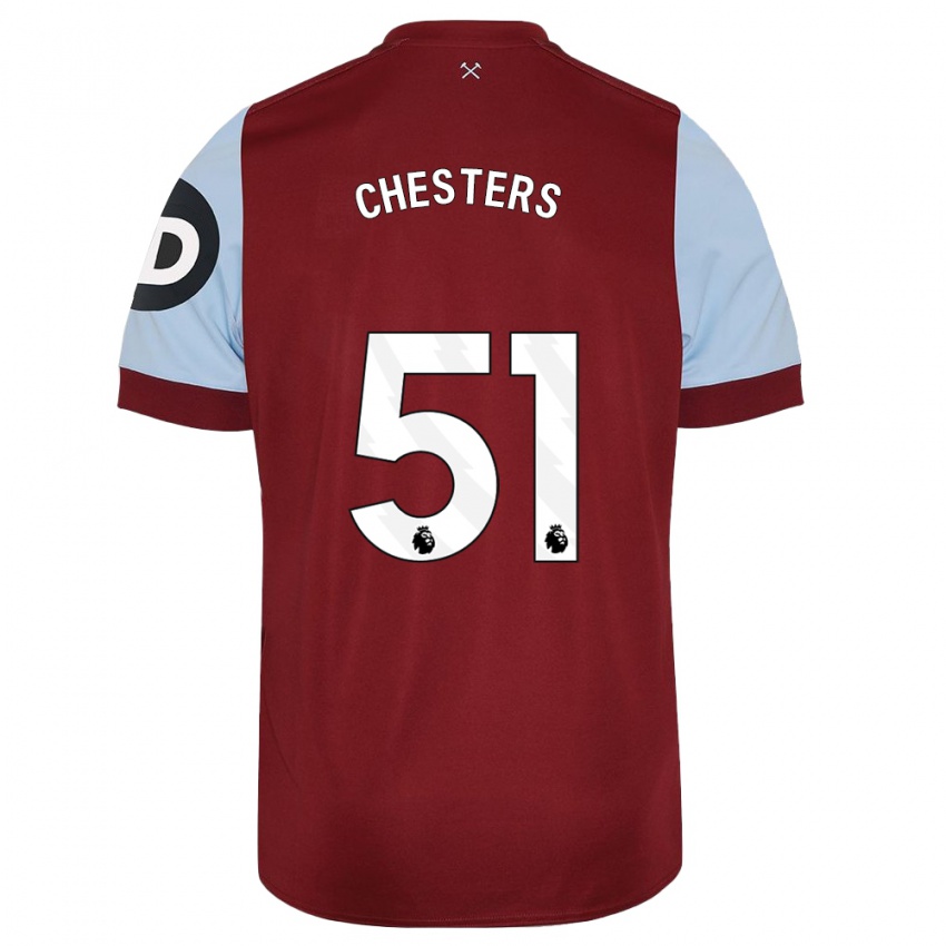 Męski Dan Chesters #51 Kasztanowaty Domowa Koszulka 2023/24 Koszulki Klubowe