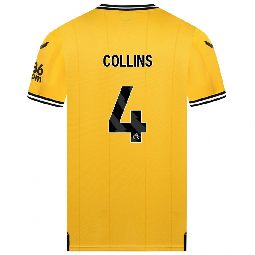 Męski Nathan Collins #4 Żółty Domowa Koszulka 2023/24 Koszulki Klubowe