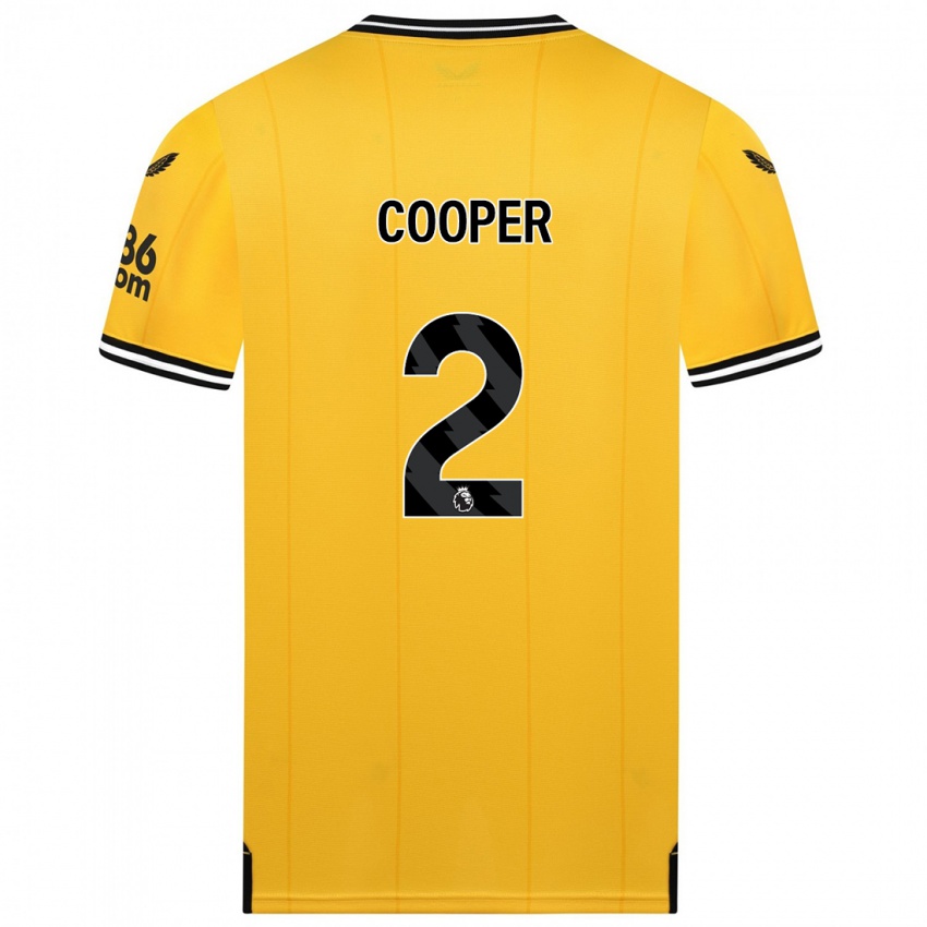 Męski Laura Cooper #2 Żółty Domowa Koszulka 2023/24 Koszulki Klubowe