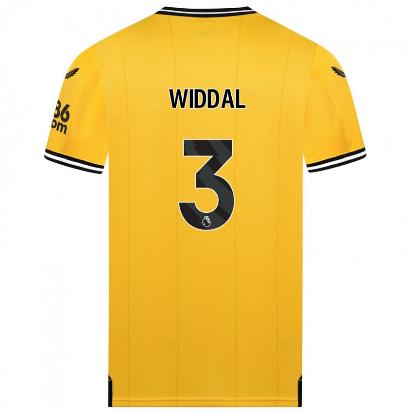 Męski Natalie Widdal #3 Żółty Domowa Koszulka 2023/24 Koszulki Klubowe