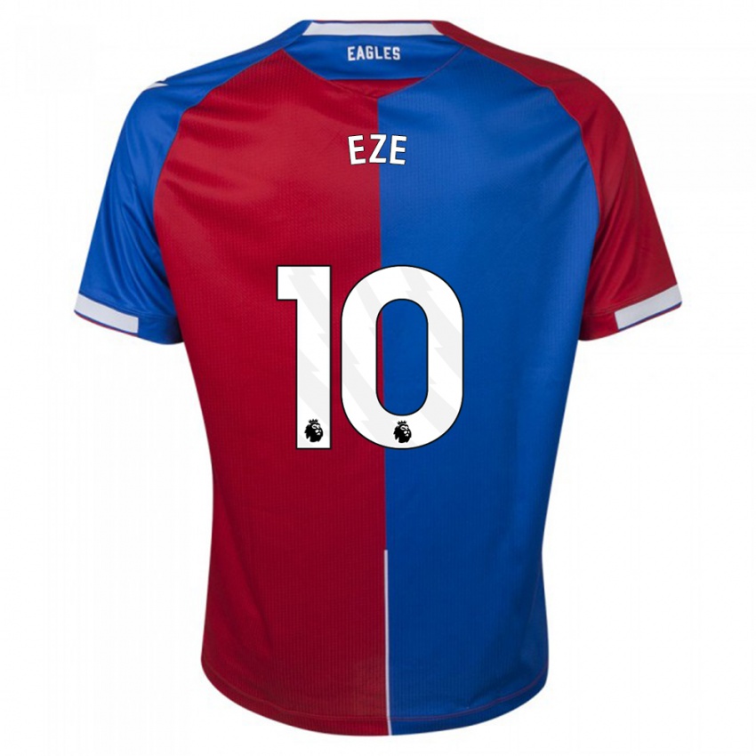 Męski Eberechi Eze #10 Czerwony Niebieski Domowa Koszulka 2023/24 Koszulki Klubowe