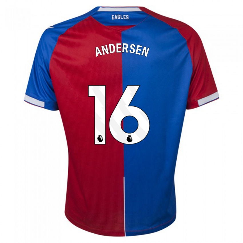 Męski Joachim Andersen #16 Czerwony Niebieski Domowa Koszulka 2023/24 Koszulki Klubowe