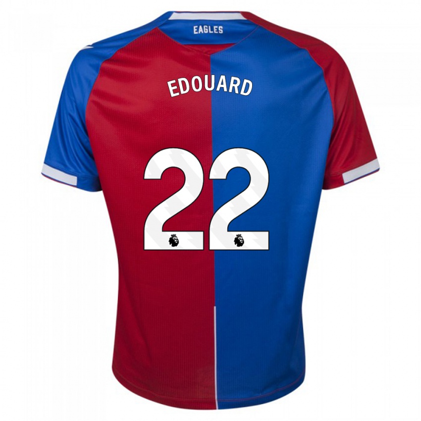 Męski Odsonne Edouard #22 Czerwony Niebieski Domowa Koszulka 2023/24 Koszulki Klubowe