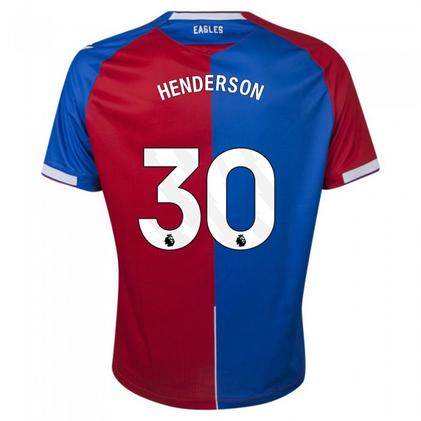 Męski Dean Henderson #30 Czerwony Niebieski Domowa Koszulka 2023/24 Koszulki Klubowe