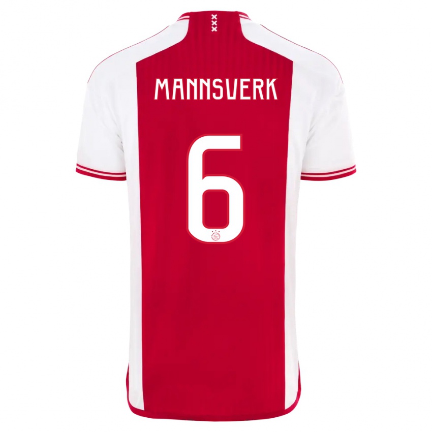 Męski Sivert Mannsverk #6 Czerwony Biały Domowa Koszulka 2023/24 Koszulki Klubowe