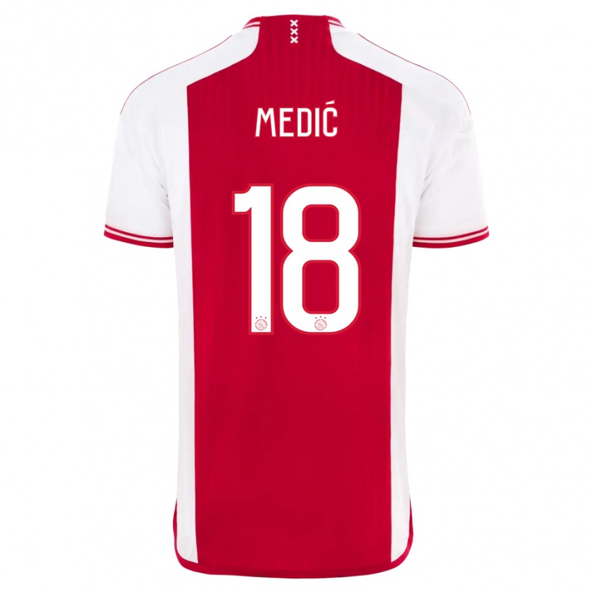 Męski Jakov Medic #18 Czerwony Biały Domowa Koszulka 2023/24 Koszulki Klubowe