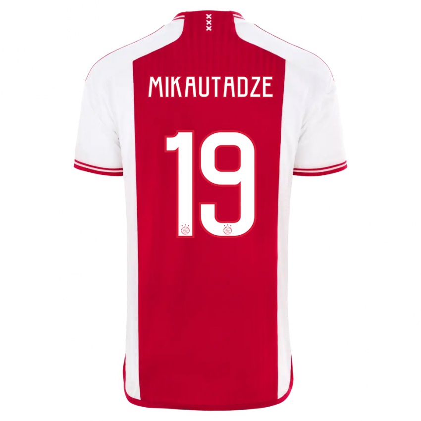 Męski Georges Mikautadze #19 Czerwony Biały Domowa Koszulka 2023/24 Koszulki Klubowe