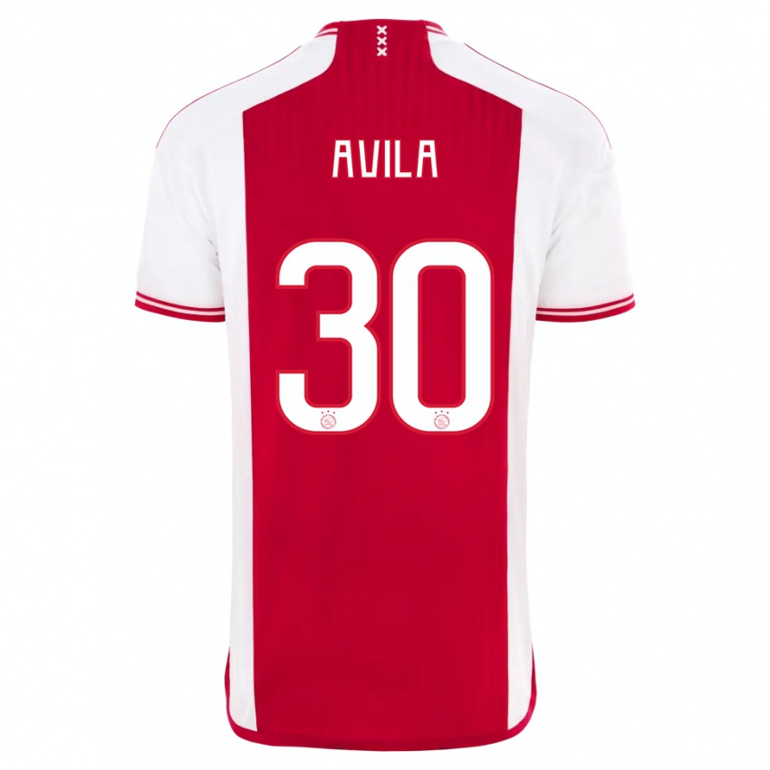 Męski Gastón Ávila #30 Czerwony Biały Domowa Koszulka 2023/24 Koszulki Klubowe