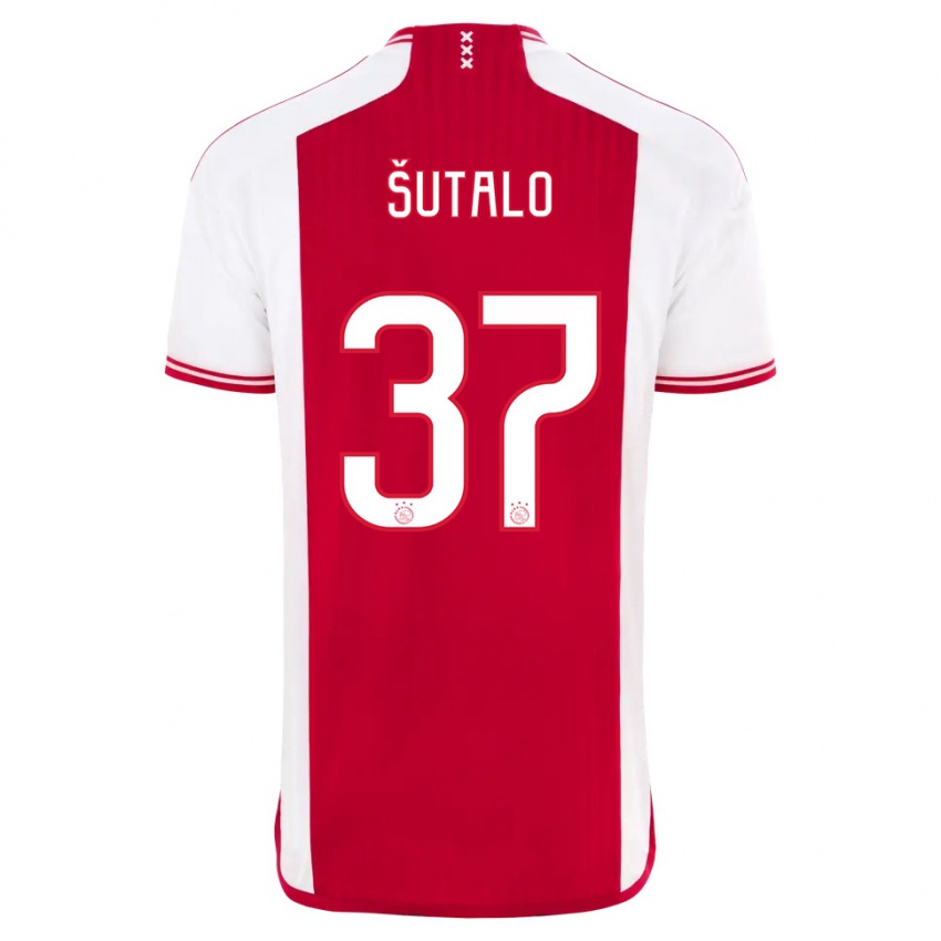 Męski Josip Sutalo #37 Czerwony Biały Domowa Koszulka 2023/24 Koszulki Klubowe
