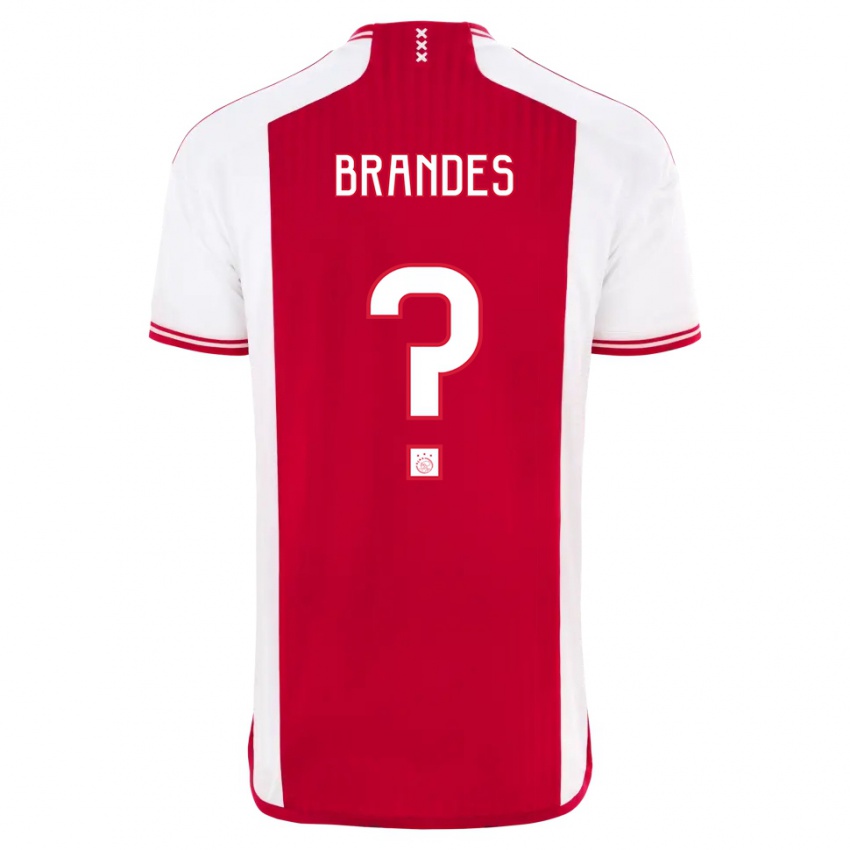 Męski Julian Brandes #0 Czerwony Biały Domowa Koszulka 2023/24 Koszulki Klubowe