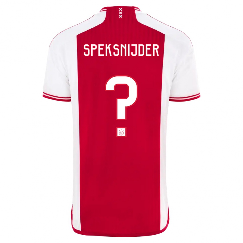 Męski Rico Speksnijder #0 Czerwony Biały Domowa Koszulka 2023/24 Koszulki Klubowe