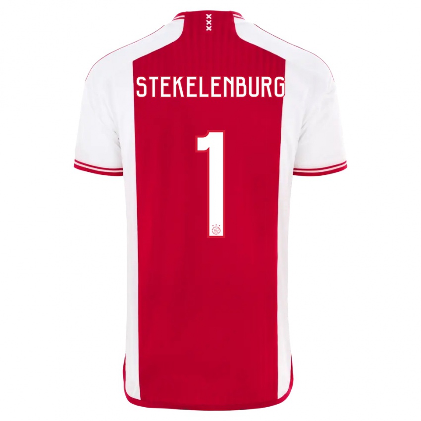 Męski Maarten Stekelenburg #1 Czerwony Biały Domowa Koszulka 2023/24 Koszulki Klubowe