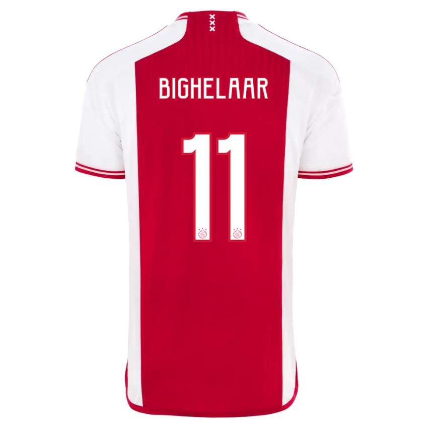 Męski Marjolijn Van Den Bighelaar #11 Czerwony Biały Domowa Koszulka 2023/24 Koszulki Klubowe