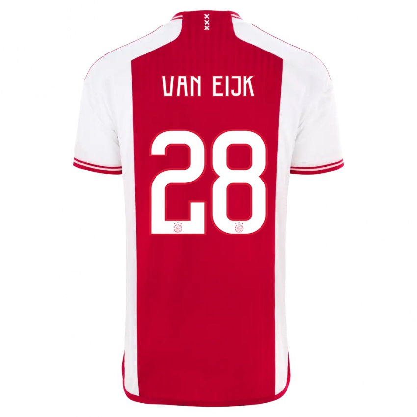 Męski Regina Van Eijk #28 Czerwony Biały Domowa Koszulka 2023/24 Koszulki Klubowe