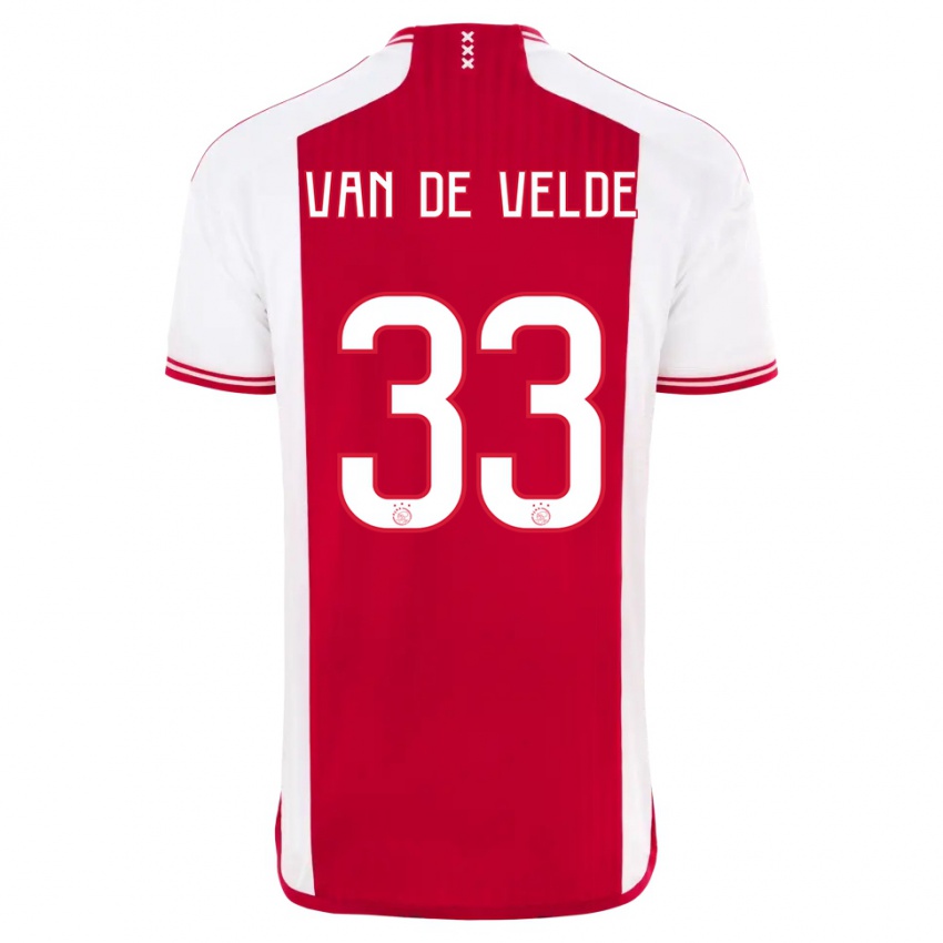 Męski Jonna Van De Velde #33 Czerwony Biały Domowa Koszulka 2023/24 Koszulki Klubowe