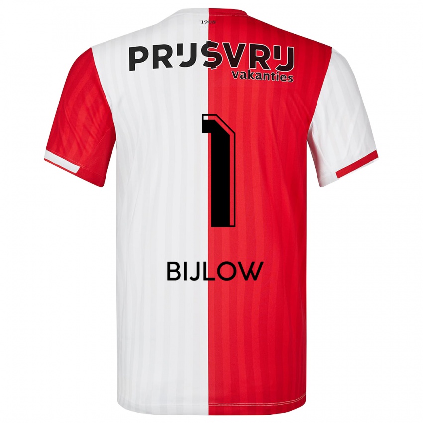 Męski Justin Bijlow #1 Czerwony Biały Domowa Koszulka 2023/24 Koszulki Klubowe