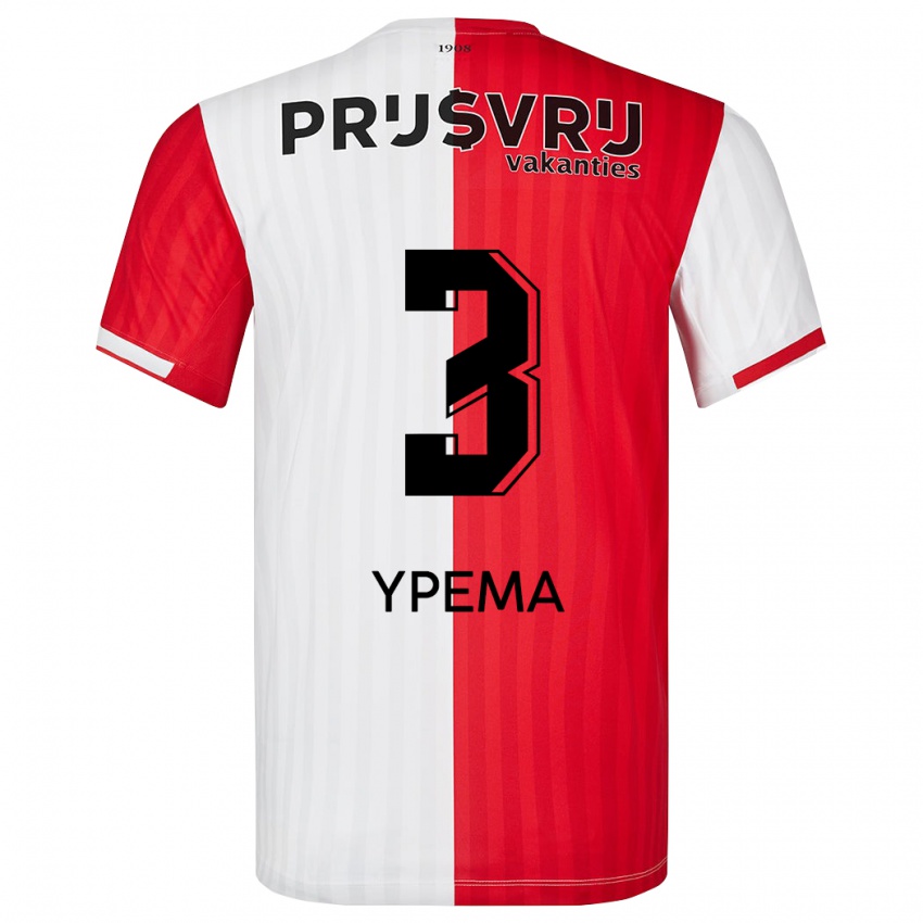 Męski Danique Ypema #3 Czerwony Biały Domowa Koszulka 2023/24 Koszulki Klubowe