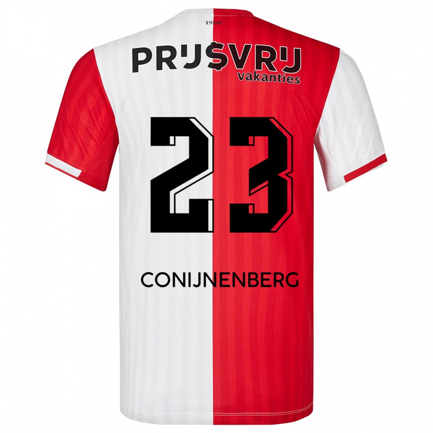 Męski Jada Conijnenberg #23 Czerwony Biały Domowa Koszulka 2023/24 Koszulki Klubowe