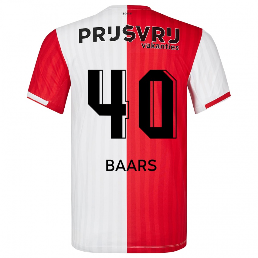 Męski Guus Baars #40 Czerwony Biały Domowa Koszulka 2023/24 Koszulki Klubowe