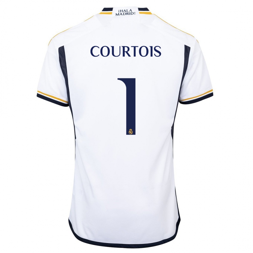 Męski Thibaut Courtois #1 Biały Domowa Koszulka 2023/24 Koszulki Klubowe