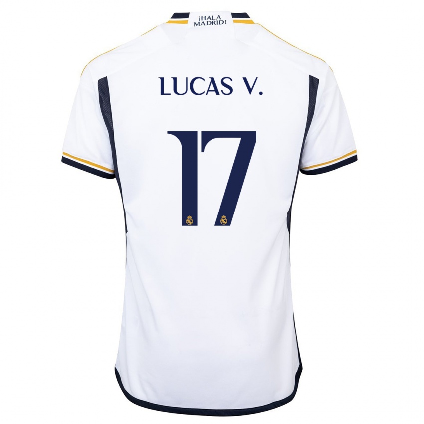 Męski Lucas Vazquez #17 Biały Domowa Koszulka 2023/24 Koszulki Klubowe